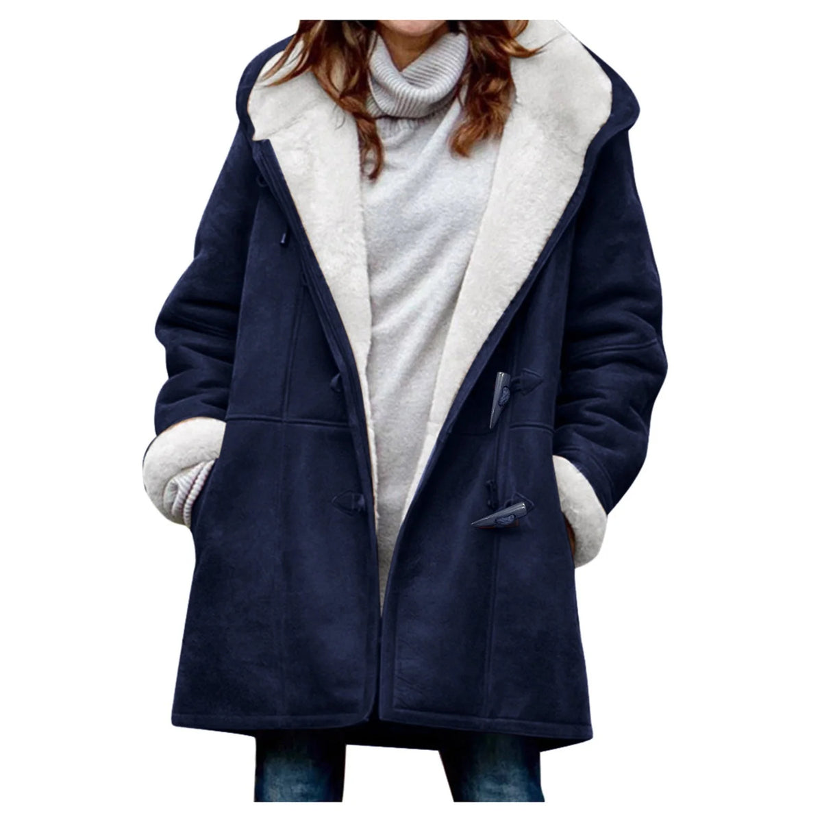 Women’s Hooded Toggle Faux Shearling Coat