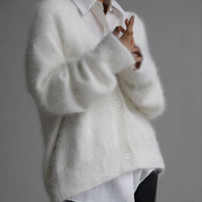 Soft V-Neck Button Knit Cardigan