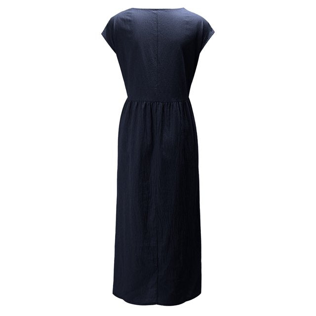 Effortless Breeze Smocked Maxi Dress with Pockets