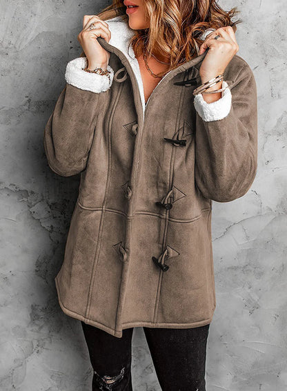 Women’s Hooded Toggle Faux Shearling Coat