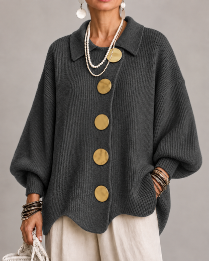 Oversized Button-Front Knit Cardigan Jacket