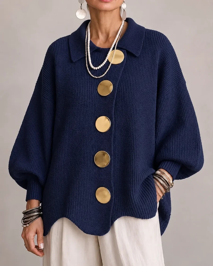 Oversized Button-Front Knit Cardigan Jacket