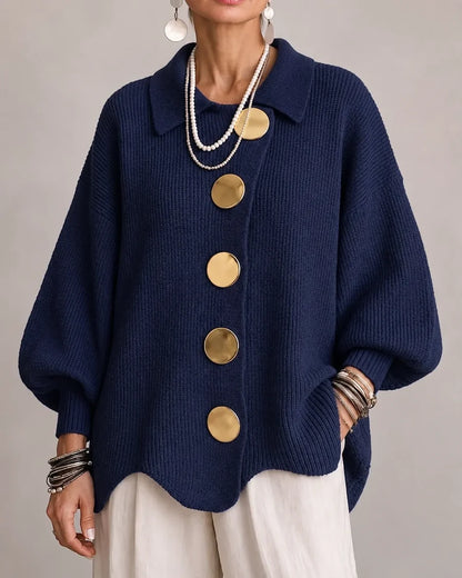 Oversized Button-Front Knit Cardigan Jacket