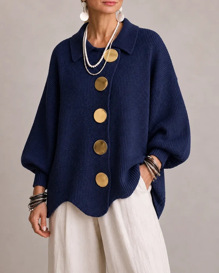 Oversized Button-Front Knit Cardigan Jacket