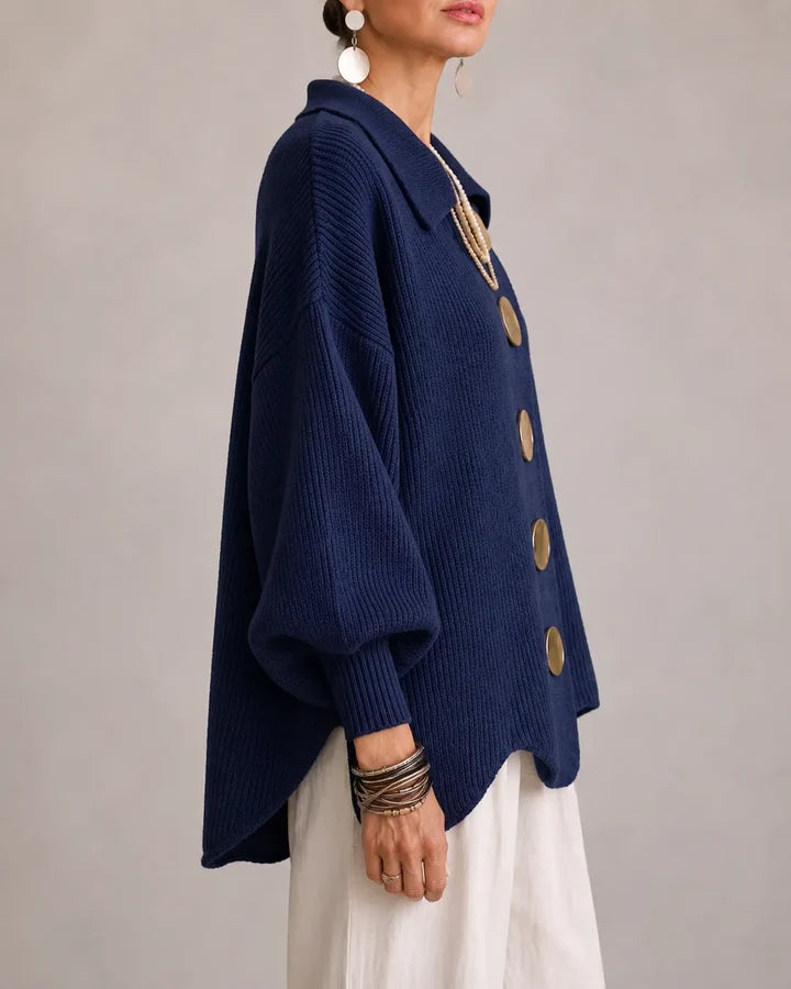 Oversized Button-Front Knit Cardigan Jacket