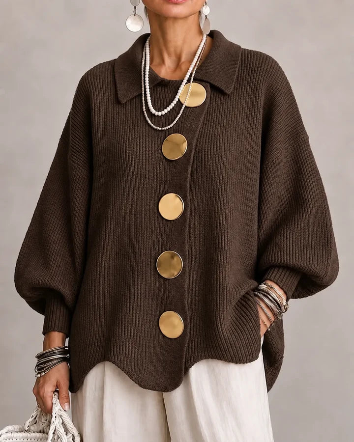 Oversized Button-Front Knit Cardigan Jacket