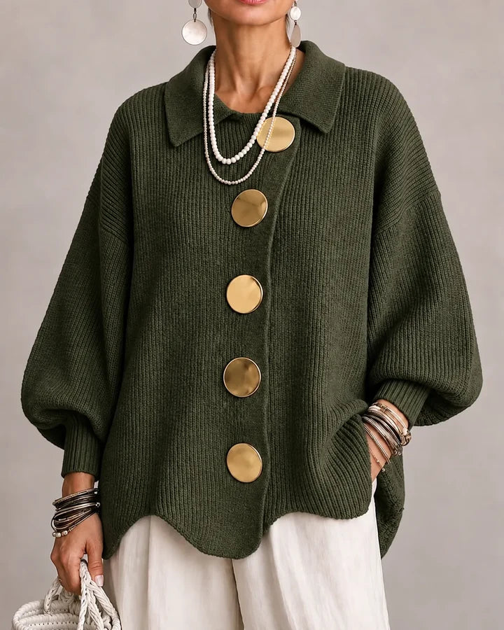 Oversized Button-Front Knit Cardigan Jacket
