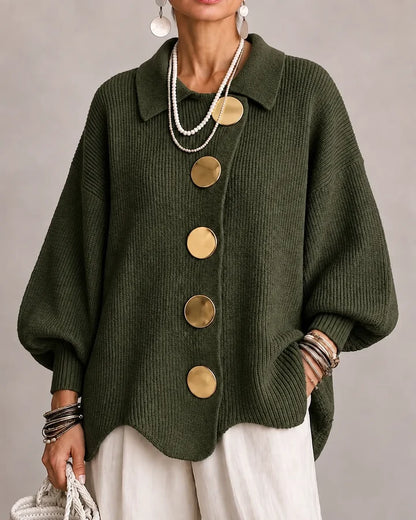Oversized Button-Front Knit Cardigan Jacket