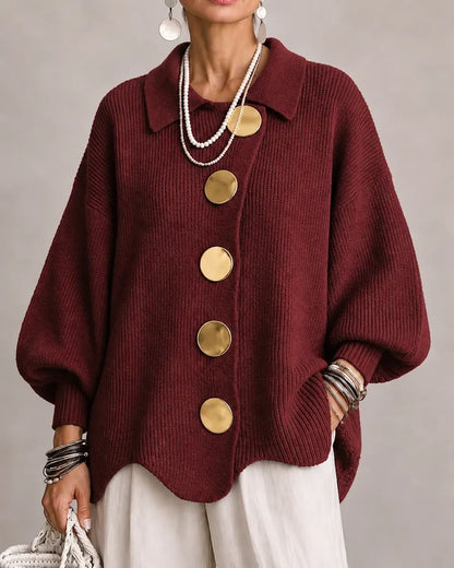 Oversized Button-Front Knit Cardigan Jacket