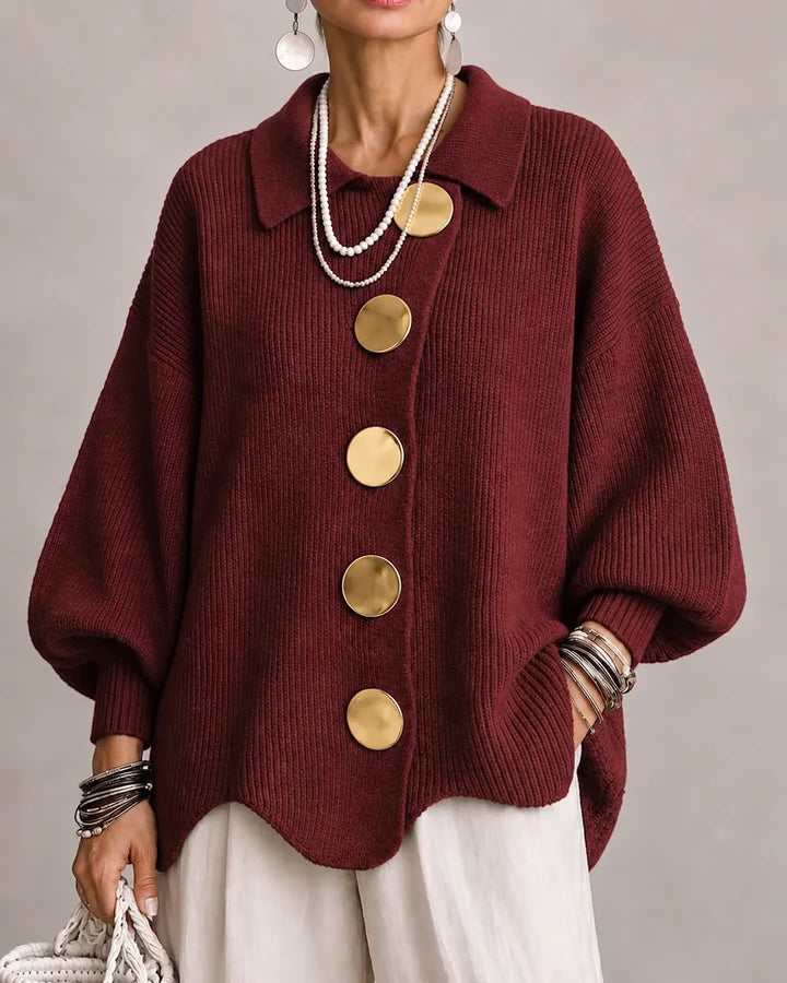 Oversized Button-Front Knit Cardigan Jacket