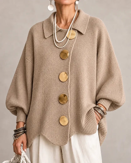 Oversized Button-Front Knit Cardigan Jacket