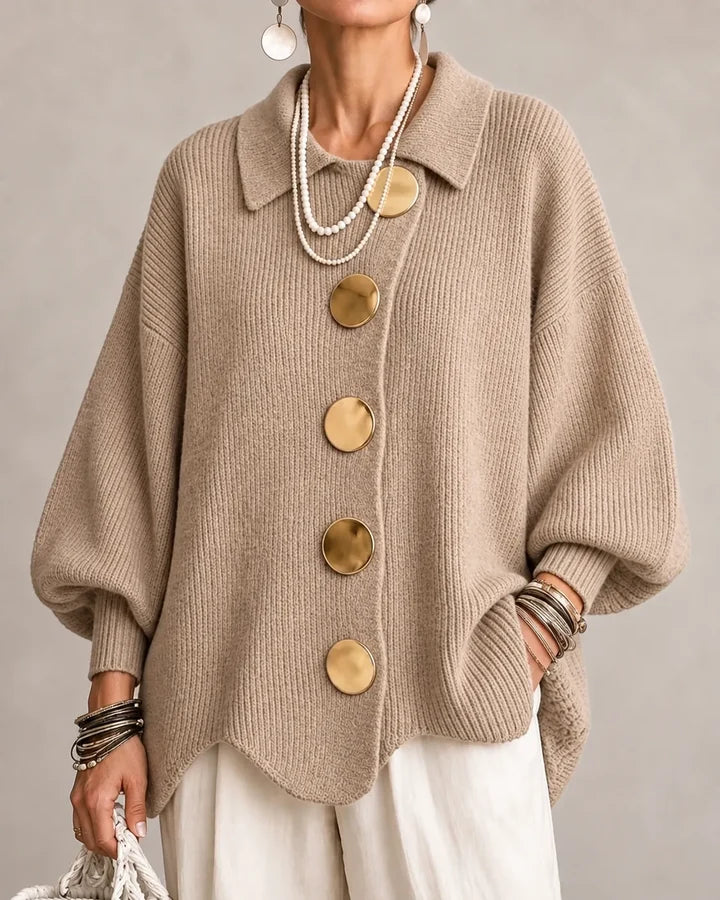 Oversized Button-Front Knit Cardigan Jacket