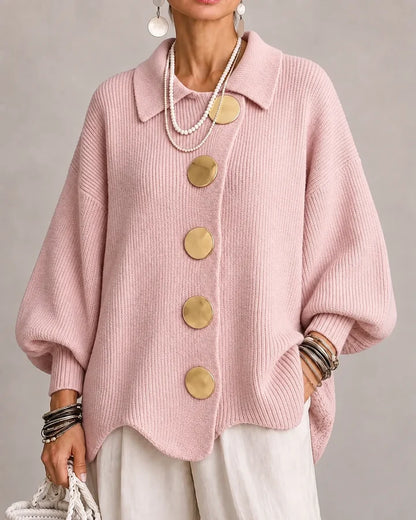Oversized Button-Front Knit Cardigan Jacket