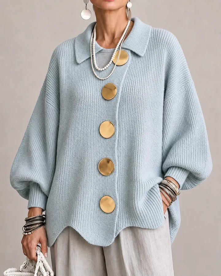 Oversized Button-Front Knit Cardigan Jacket