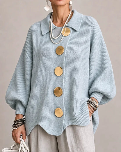 Oversized Button-Front Knit Cardigan Jacket