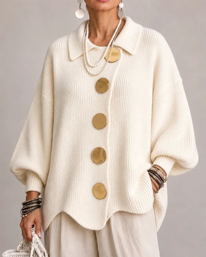 Oversized Button-Front Knit Cardigan Jacket