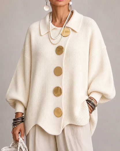 Oversized Button-Front Knit Cardigan Jacket