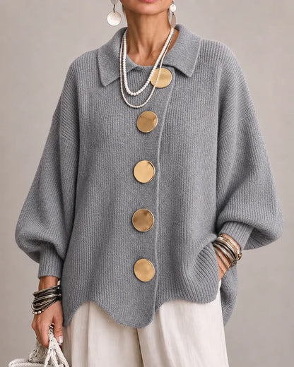 Oversized Button-Front Knit Cardigan Jacket