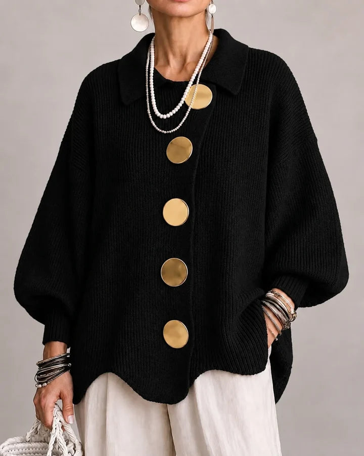 Oversized Button-Front Knit Cardigan Jacket