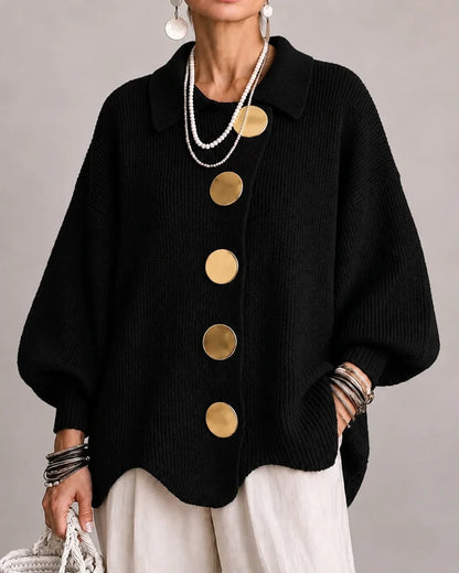 Oversized Button-Front Knit Cardigan Jacket