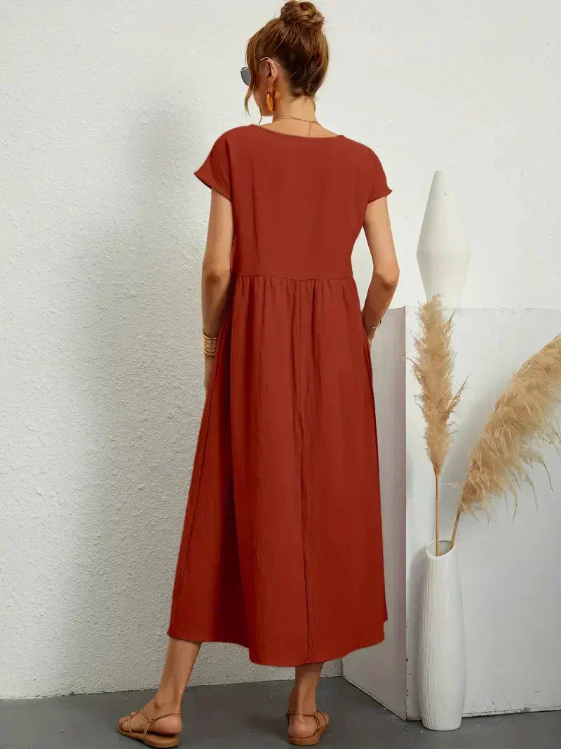 Effortless Breeze Smocked Maxi Dress with Pockets