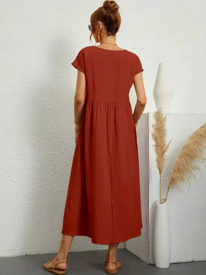 Effortless Breeze Smocked Maxi Dress with Pockets