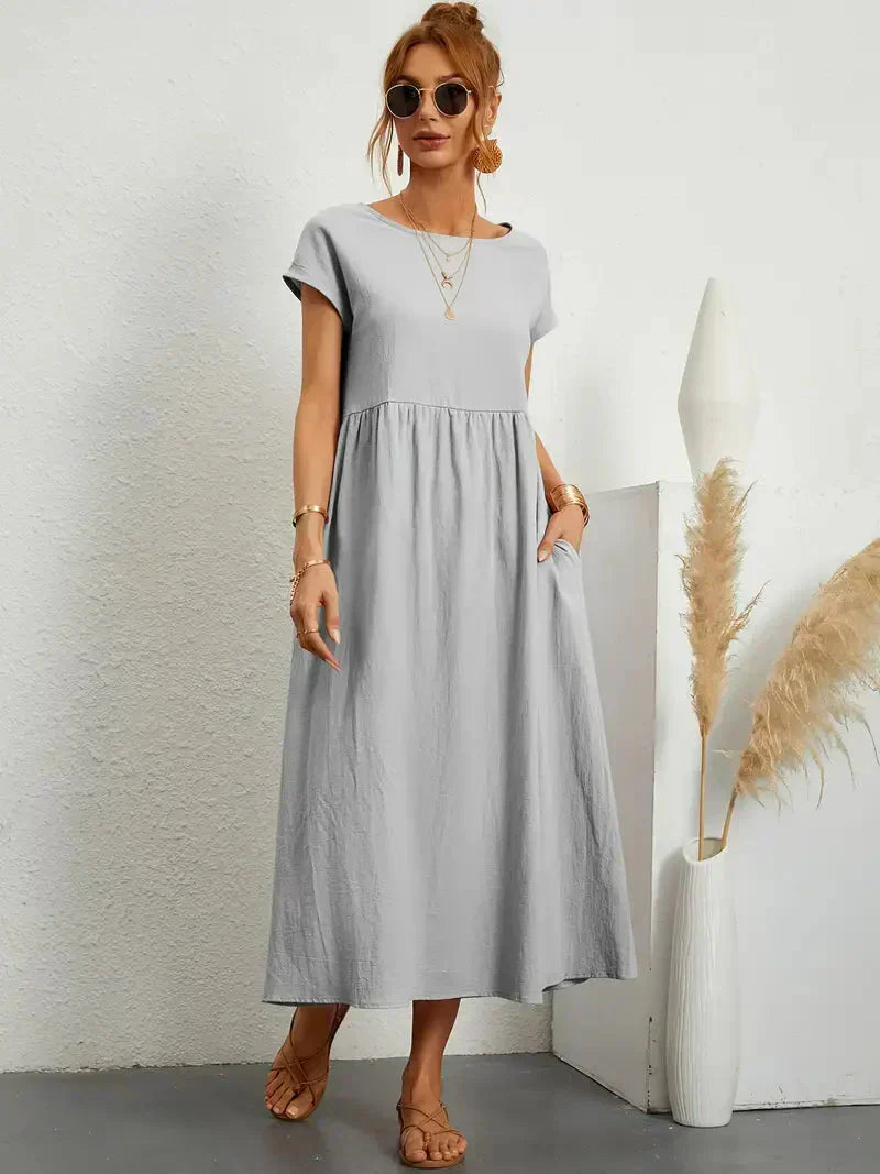 Effortless Breeze Smocked Maxi Dress with Pockets