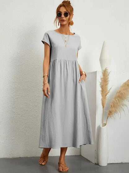Effortless Breeze Smocked Maxi Dress with Pockets