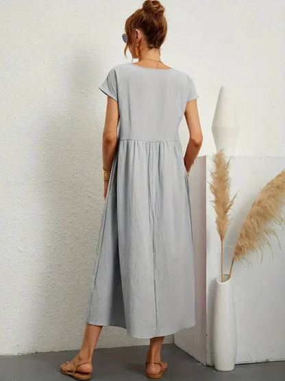 Effortless Breeze Smocked Maxi Dress with Pockets