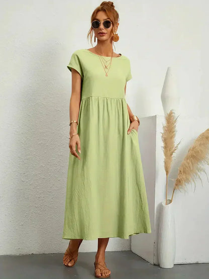Effortless Breeze Smocked Maxi Dress with Pockets