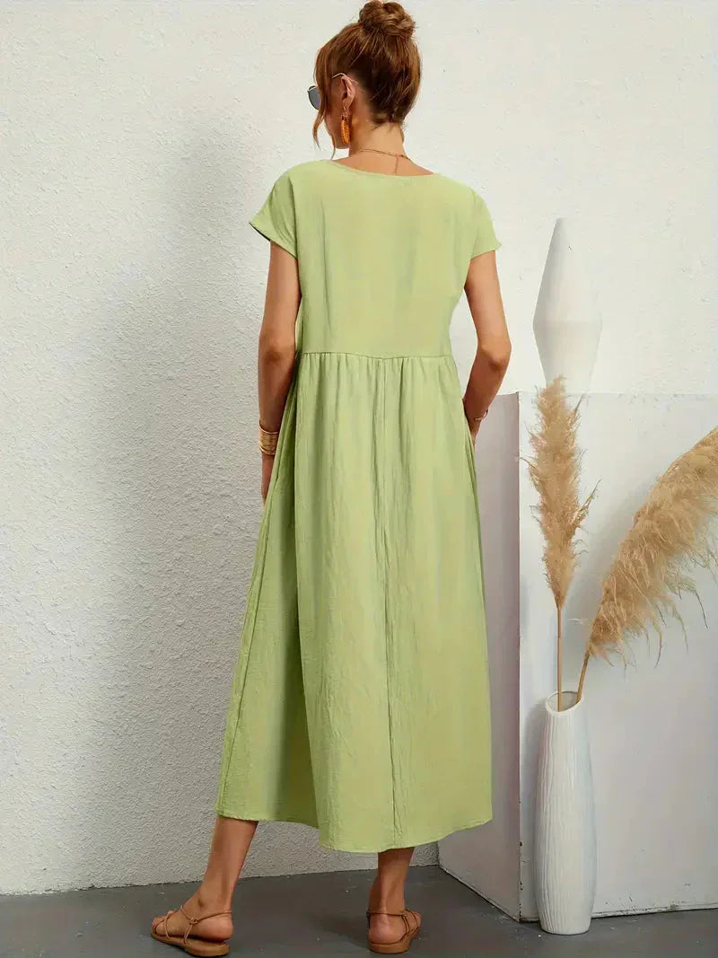 Effortless Breeze Smocked Maxi Dress with Pockets