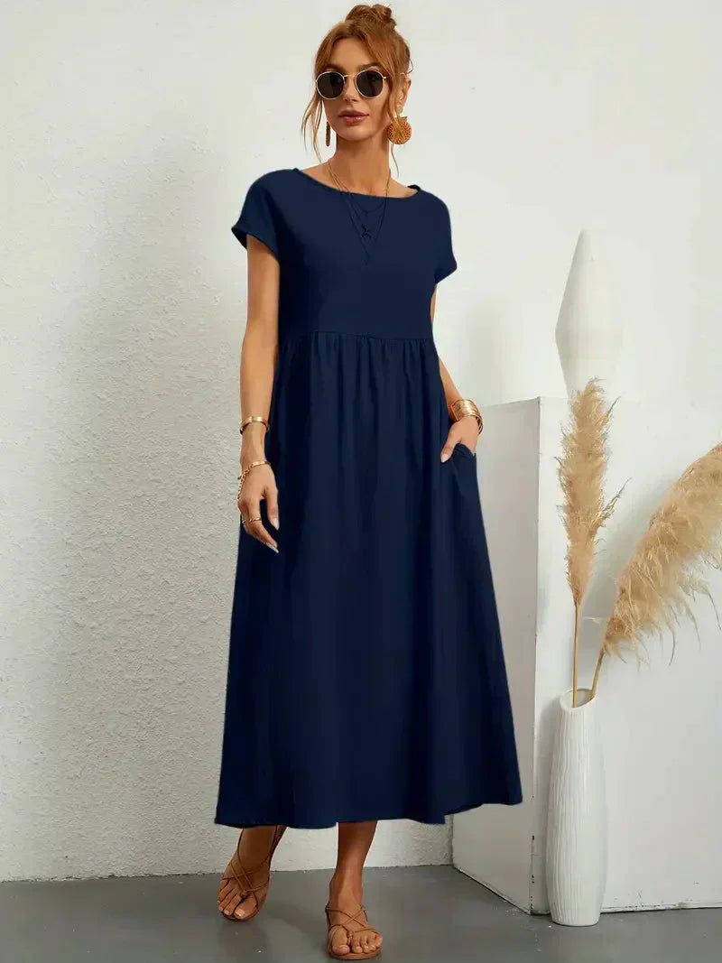 Effortless Breeze Smocked Maxi Dress with Pockets