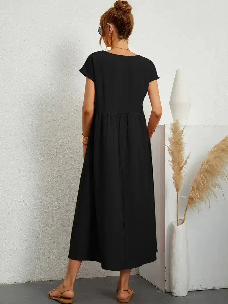 Effortless Breeze Smocked Maxi Dress with Pockets