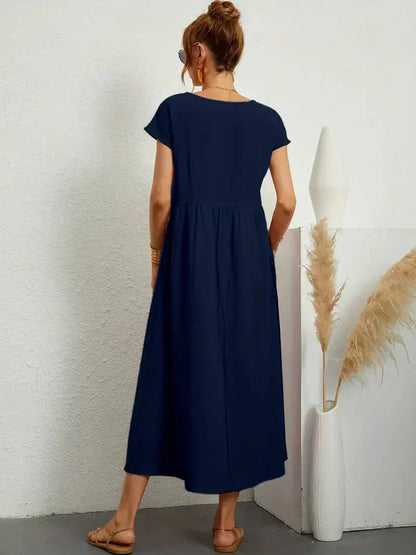 Effortless Breeze Smocked Maxi Dress with Pockets