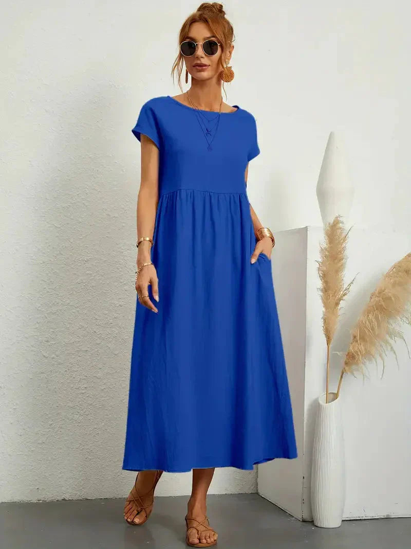 Effortless Breeze Smocked Maxi Dress with Pockets