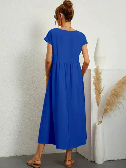 Effortless Breeze Smocked Maxi Dress with Pockets