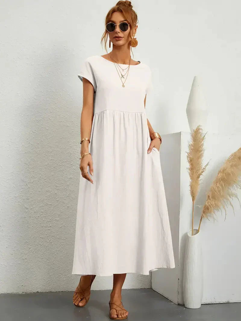 Effortless Breeze Smocked Maxi Dress with Pockets
