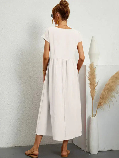 Effortless Breeze Smocked Maxi Dress with Pockets