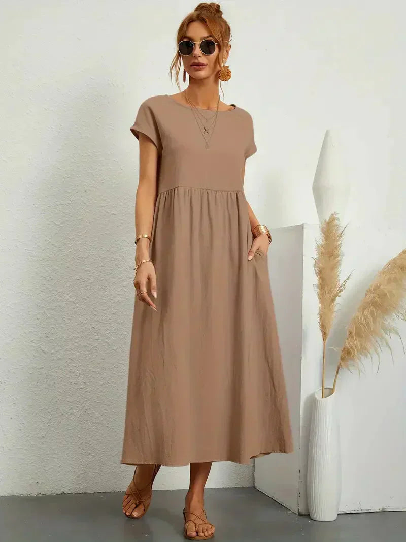 Effortless Breeze Smocked Maxi Dress with Pockets