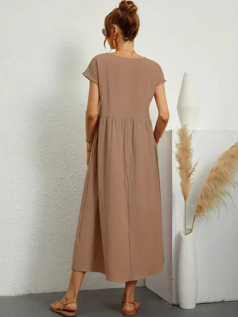 Effortless Breeze Smocked Maxi Dress with Pockets