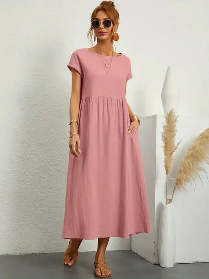 Effortless Breeze Smocked Maxi Dress with Pockets