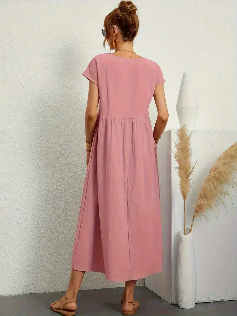 Effortless Breeze Smocked Maxi Dress with Pockets