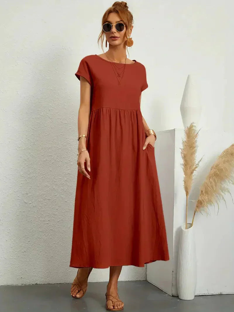 Effortless Breeze Smocked Maxi Dress with Pockets