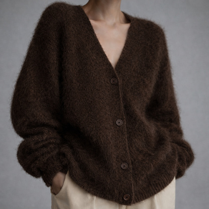 Soft V-Neck Button Knit Cardigan