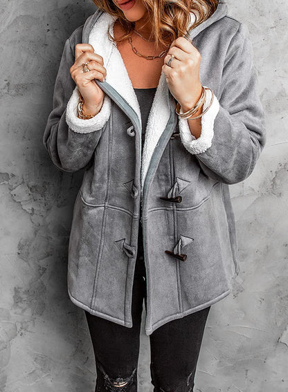 Women’s Hooded Toggle Faux Shearling Coat