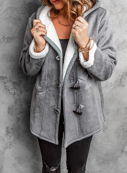 Women’s Hooded Toggle Faux Shearling Coat