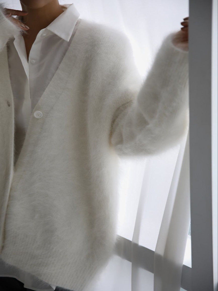Soft V-Neck Button Knit Cardigan