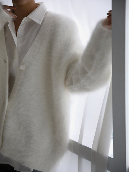 Soft V-Neck Button Knit Cardigan