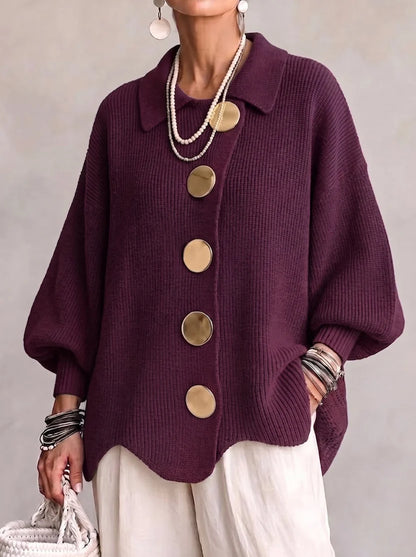 Oversized Button-Front Knit Cardigan Jacket