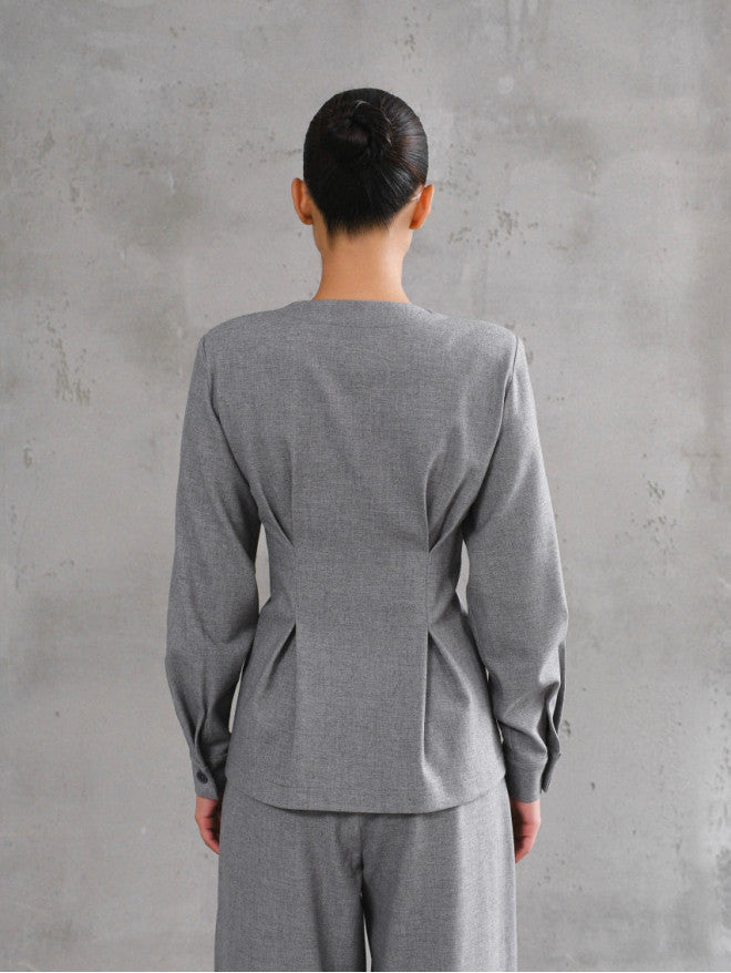 Asymmetric Button Tailored Wrap Top